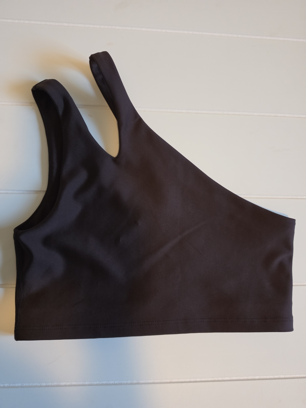 Peloton Chocolate One Shoulder Sports Bra with Purple Logo Womens Small - Picture 4 of 5